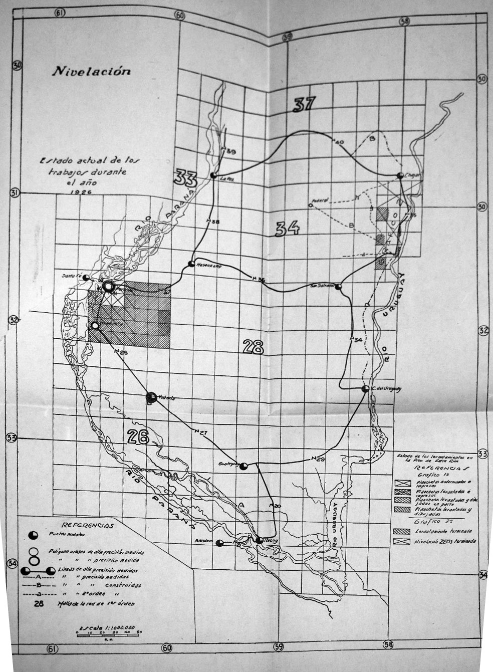Mapa de Entre
Ríos con la nivelación realizado por el Instituto Geográfico Militar, 1926 

   

 