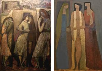 Tango, 1948, &oacute;leo sobre cart&oacute;n, Colecci&oacute;n Ricardo Truffer-Warecki / Tres mujeres, 1951, &oacute;leo sobre cart&oacute;n.
