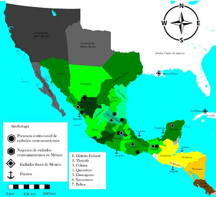 Geografía: el primer exilio federal centroamericano (1829-1838)
