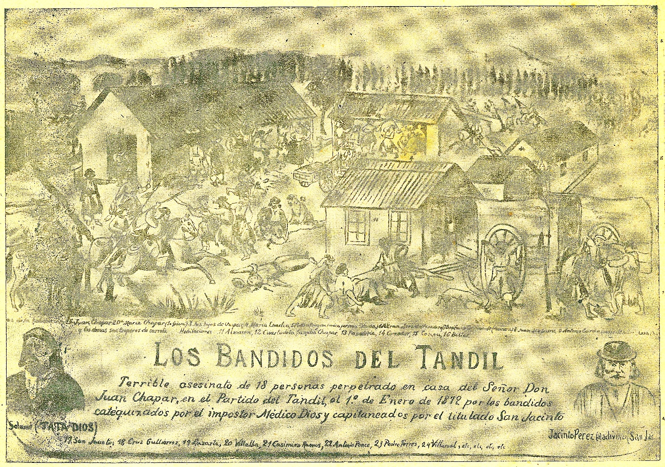 Litografía sobre los sucesos en la morada de la familia Chapar