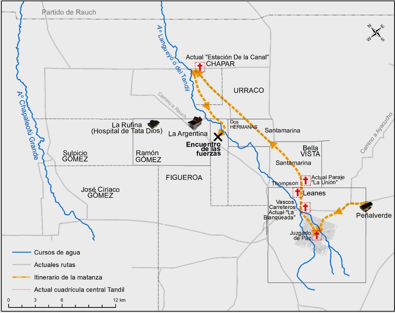 Croquis del itinerario de la montonera