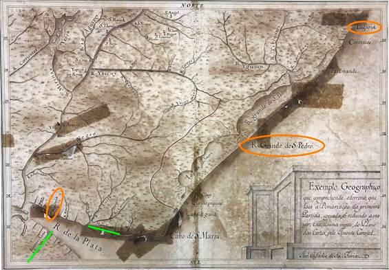  Ubicación de Río Grande de São Pedro en relación a otras poblaciones portuguesas y españolas de la región 