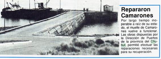 Reparación del muelle de Camarones.[29]
