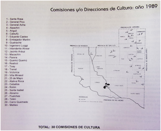 Localidades pampeanas que contaban con Comisiones y/o Direcciones de Cultura en
1989.44