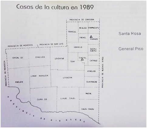 Localidades pampeanas que contaban con Casas de la Cultura en 1989.48