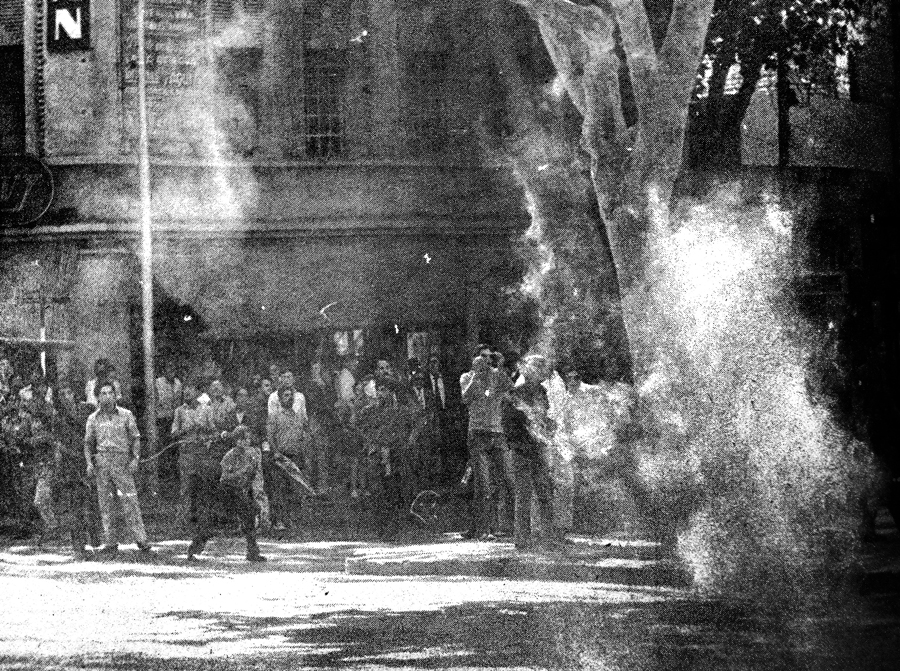Enfrentamientos en  la céntrica calle San Martín el día jueves.