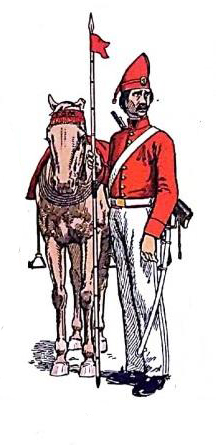 Soldado
de caballería, 1842. Regimiento 1º, acción de Arroyo Grande.