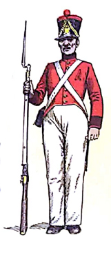 Soldado
de infantería del ejército denominado "Guardia Argentina". 