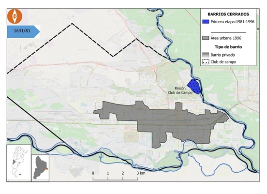 Localización de urbanizaciones cerradas (1981-1996).  Municipalidad de Neuquén.