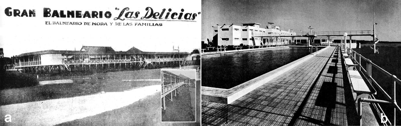 a. Balneario Las Delicias,
1936. b. Balneario Jockey Club.