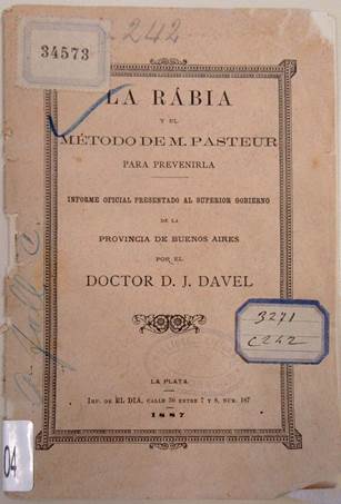 Tapa del informe concluido por Davel en agosto de 1887.