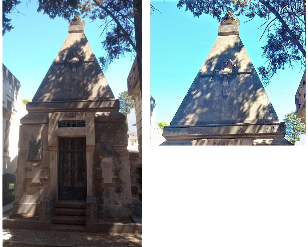 Fotos de la volumetr&iacute;a del pante&oacute;n Palau. Foto detalle de la pir&aacute;mide del pante&oacute;n Palau