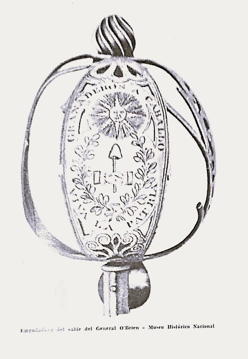 Empu&ntilde;adura del sable de Juan O&rsquo;Brien donado M&aacute;ximo Egu&iacute;a, 22 de mayo de 1895. 