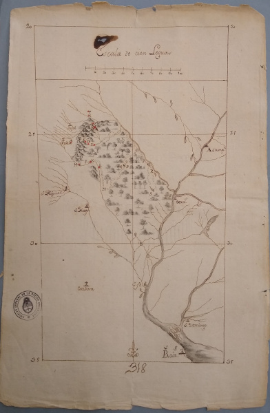Mapa 5: representaci&oacute;n de las rutas transitadas durante la campa&ntilde;a de 1759 que encabeza el informe local redactado por Espinosa.