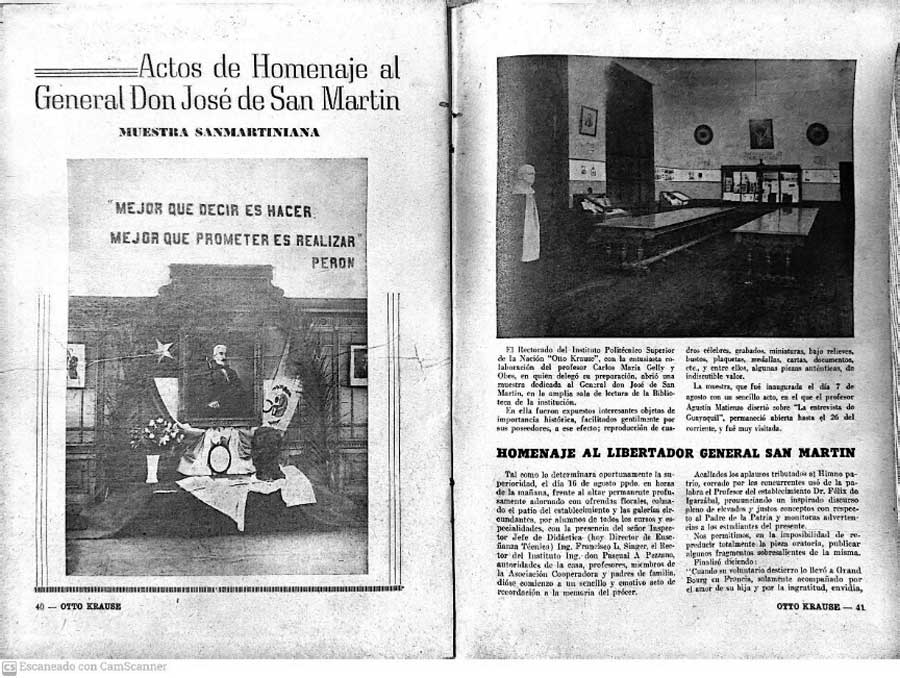 Homenaje a San Martín emplazado en la Biblioteca del Instituto Politécnico.